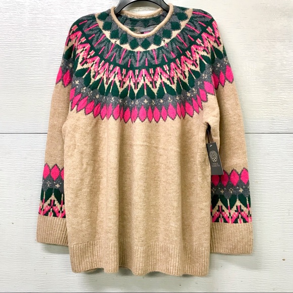 Vince Camuto | Sweaters | Vince Camuto Fair Isle Mockneck Sweater Heather  Tanpink Size 3x | Poshmark